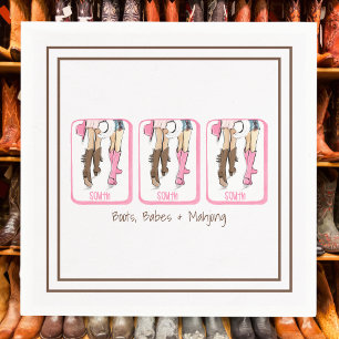 Boots, Babes & Mahjong / Western Mahjong Party Napkins
