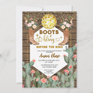 Boots & Bling Before The Ring Bachelorette Party Invitation