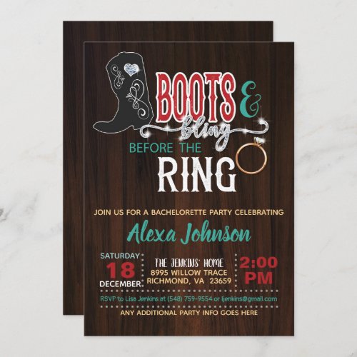 Boots  Bling Before the Ring Invitation