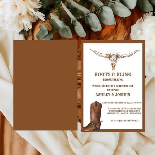 Boots  Bling Boho Western Cowboy Bridal shower  Invitation