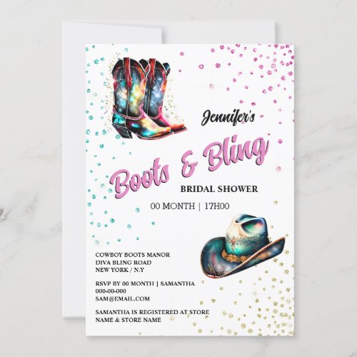 Boots Bling cowgirl boots glam stetson shimmer Invitation