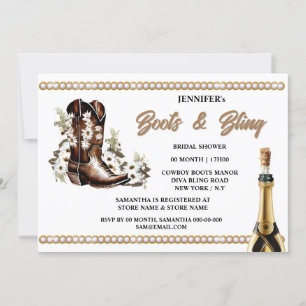 Boots bling Cowgirl boots white flowers diamond Invitation
