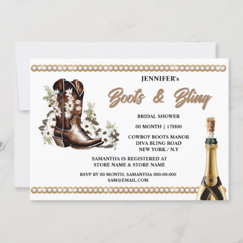 Boots bling  Cowgirl boots white flowers diamond  Invitation