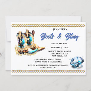 Boots bling Diamond cowgirl boots western bridal Invitation