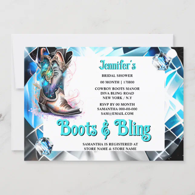 Boots bling | mythical cowgirl boot diamond shine invitation | Zazzle