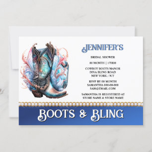 Boots bling shiny cowboy boot diamond chain invitation