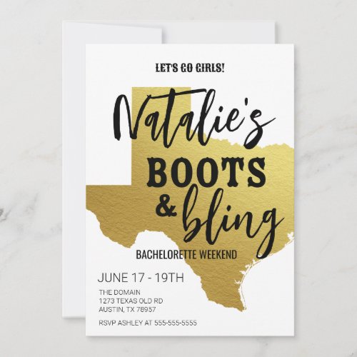 Boots  Bling Texas Bachelorette Invitation