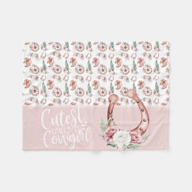 Boots & Blooms Western Chic Cutest Little Cowgirl  Fleece Blanket (Front (Horizontal))