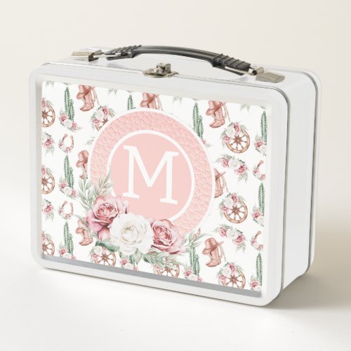 Boots  Blooms Western Chic Personalized Elegant Metal Lunch Box