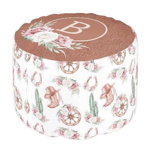 Boots  Blooms Western Chic Personalized Rustic Pouf