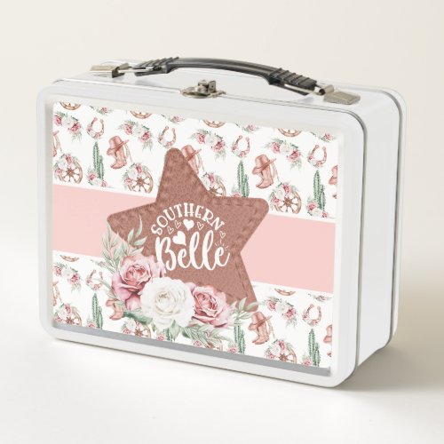 Boots  Blooms Western Chic Southern Belle Metal Lunch Box