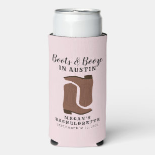 Boots & Booze Austin Texas Bachelorette Can Cooler