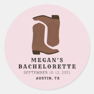 Boots & Booze Austin Texas Bachelorette Classic Round Sticker