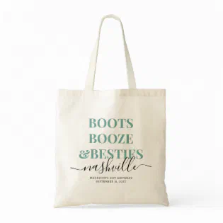 Boots Booze Besties Teal Country Girls Trip Tote Bag