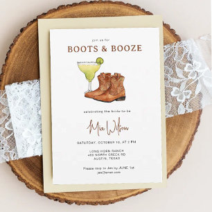 Boots & Booze Cowgirl Bridal Shower Invitation