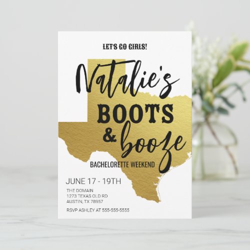 Boots  Booze Texas Bachelorette Invitation