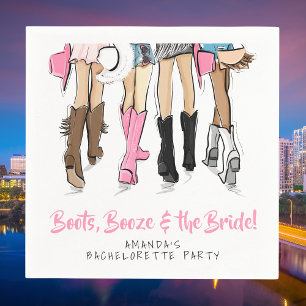 Boots, Booze & the Bride Bachelorette Party Napkins