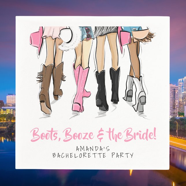 Boots, Booze & the Bride Bachelorette Party Napkins (Creator Uploaded)