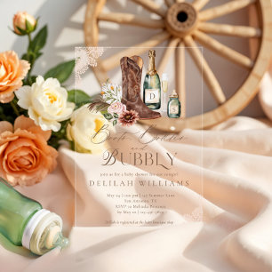 Boots Bottles & Bubbly Country Western Baby Shower Acrylic Invitations