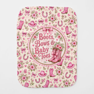 Boots Bows and Baby Toes Burp Cloth