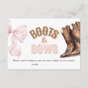 Boots & Bows Baby Shower Diaper Raffle Enclosure Card