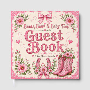 Boots, Bows & Baby Toes Girl Baby Shower Guest Boo Book