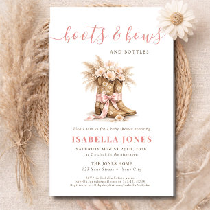 Boots Bows & Bottles Pink Budget Girl Baby Shower Flyer