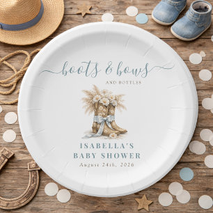 Boots Bows & Bottles Western Boy Baby Shower Paper Plates