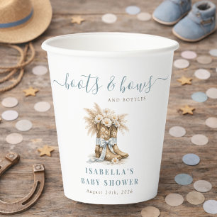 Boots Bows & Bottles Western Chic Boy Baby Shower Paper Cups