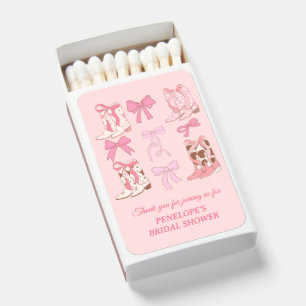 Boots & Bows Bridal Shower Party Favor Matchboxes