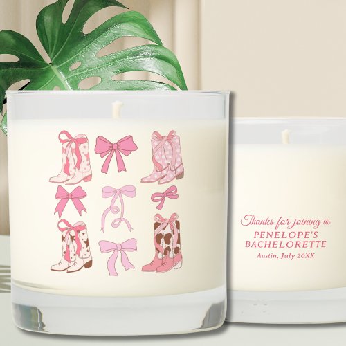 Boots  Bows Classy Bachelorette Party Favor Scented Candle