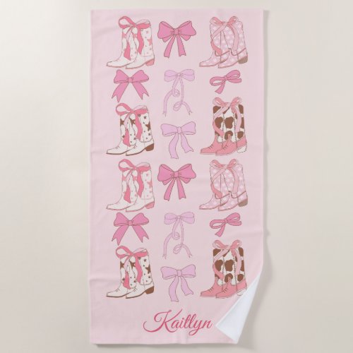 Boots  Bows Girly Western Personalized Towel