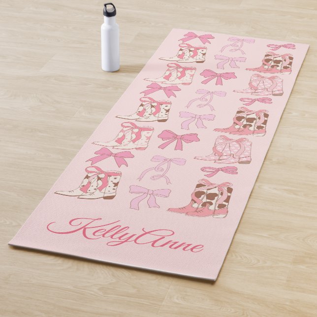 Boots & Bows Girly Western Personalized Yoga Mat (In Situ)
