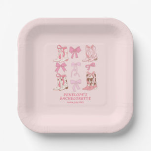 Boots & Bows Pink Cowgirl Bachelorette Party  Paper Plates