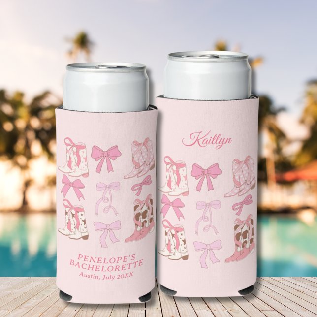Boots & Bows Pink Cowgirl Coquette Bachelorette  Seltzer Can Cooler (Boots & Bows Pink Cowgirl Coquette Bachelorette Seltzer Can Cooler
)