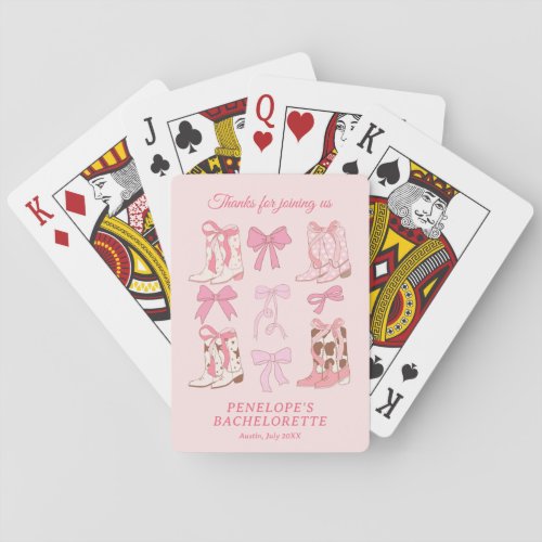 Boots  Bows Pink Cowgirl Western Bachelorette Poker Cards