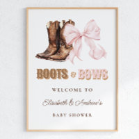 Boots & Bows TWINS Baby Shower Welcome Poster
