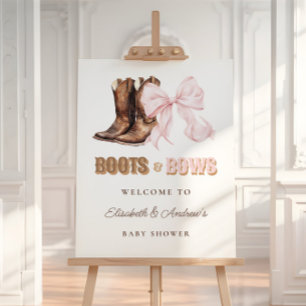 Boots & Bows TWINS Baby Shower Welcome Sign