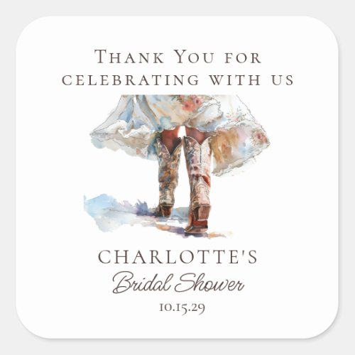 Boots Bridal Shower Thank You Sticker 