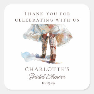 Boots Bridal Shower Thank You Sticker