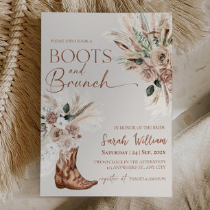 Boots Brunch Bridal Shower Invitation Rustic Boho