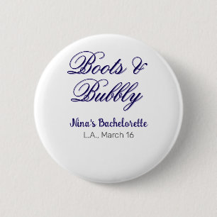 Boots & Bubble bachelorette party name purpleplace Button