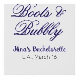 Boots & Bubble bachelorette party name purpleplace Faux Canvas Print