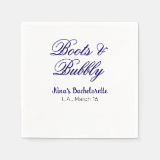 Boots & Bubble bachelorette party name purpleplace Napkins