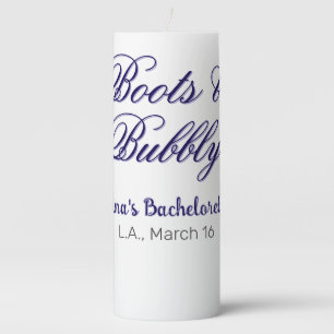 Boots & Bubble bachelorette party name purpleplace Pillar Candle