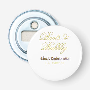 Boots & Bubble bachelorette party name yellow gold Bottle Opener