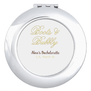 Boots & Bubble bachelorette party name yellow gold Compact Mirror