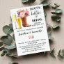 Boots Bubbles and Brews shower pink flowers Invitation