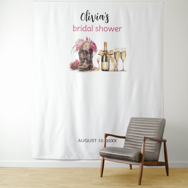 Boots Bubbles Bridal Shower Backdrop Photo booth (In Situ)