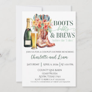 Boots, Bubbly, and Brews Before the I Do's Invitation